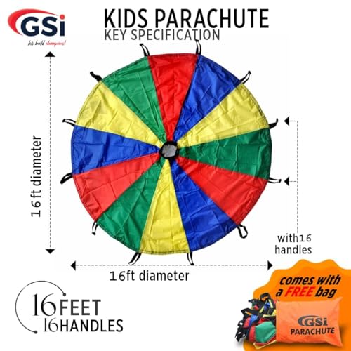 image for GSi Kids Play Parachute Rainbow Parachute Toy Tent Game for Children G