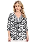 NYDJ Women's Plus Size Mixed Print Peasant Blouse
