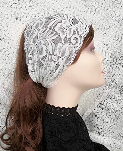 Stretch Lace Headbands For Women Wide Lace Turban Headbands For Women Lace Yoga Headbands Lace Headwrap (Ivory) #TOP1