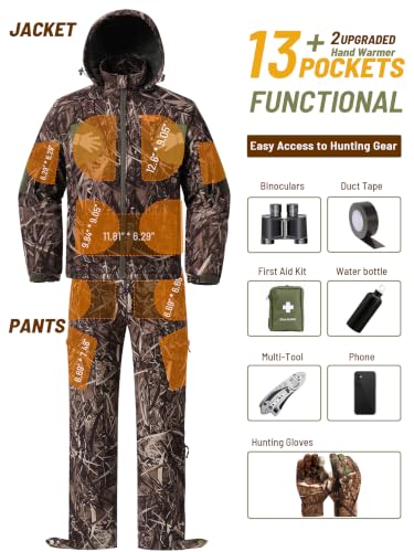 Image of NEW VIEW Insulated Hunting Clothes for Men Cold Weather, Warm Camo Hunting Jacket and Pants, Hunting Suit for Deer Duck Hunts