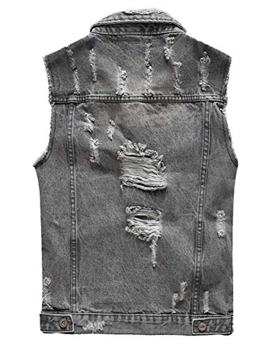 Men's Sleeveless Ripped Denim Vest Casual Slim Fit Button Down Jeans Vests Jacket2