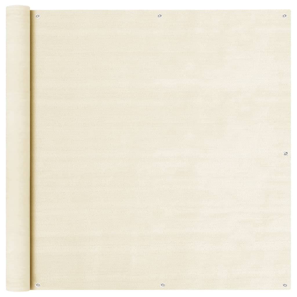 Écran de balcon crème en PEHD 120x600 cm pour une terrasse abritée