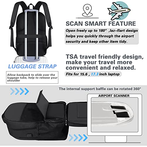 Lunch-Backpack-for-Men-TSA-Laptop-Backpack-with-Insulated-Cooler-Lunch-Bag-College-School-Backpack-with-USB-Port-fit-173-Inch-Laptop-Travel-Backpack-for-Women-Teacher-Nurse-Student-Gifts-Black