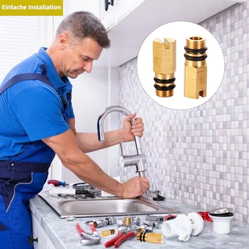 2 Stück Messing M10 Warm und Kaltwassereinlass Blindstopfen,Wasserhahn Flexible Rohrendkappe Abdichtung,mit Zwei Gummi-Unterlegscheiben,für Badezimmer Küchenmischbatterien 10mm Blindung