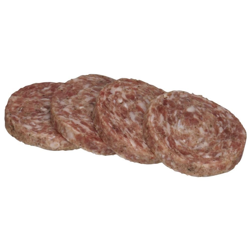Rudys Farms Stuffed/Sliced Mild Whole Hog Sausage Patties, 1.5 Ounce -- 132 per case.
