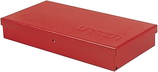 URREA Metal Tool Box - 9.6" x 5" x 1.4" Portable Tool Storage/Organization Box with 24 Gauge Construction & Durable Red Fi...