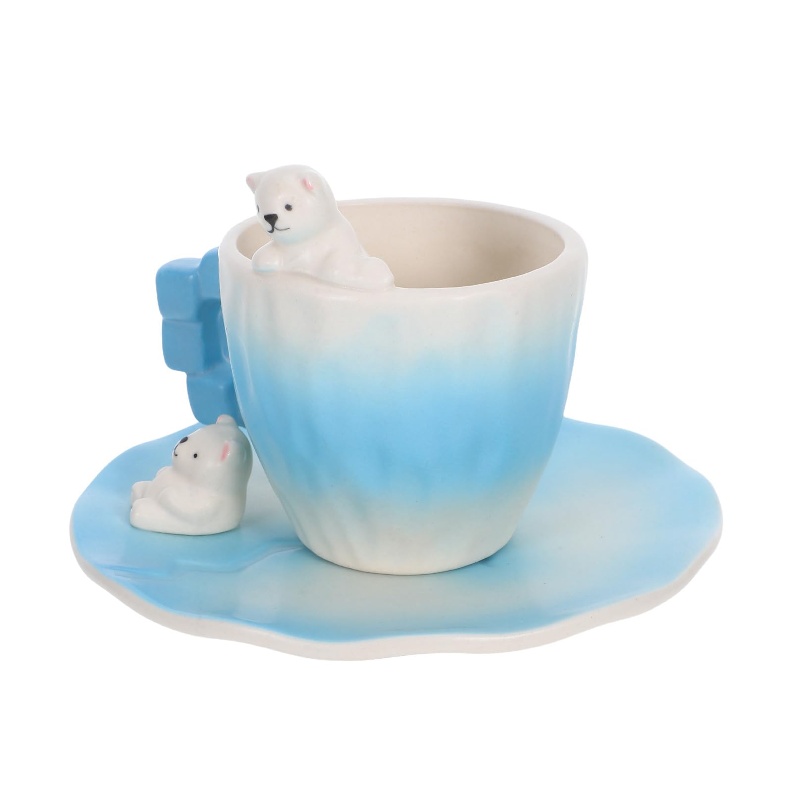 Niedlicher Keramik Eisbär Kaffeebecher 1 Satz mit Untertasse 200ml