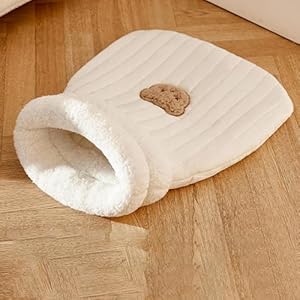 Cat Sleeping Bag, Linen Fabric Bed Cave, Soft...