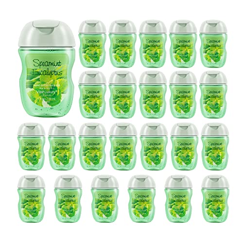 Mini Hand Sanitizer Gel, Vital Luxury Anti-Bacterial Hand Gel 1 FL OZ, Portable Hand Sanitizer with Travel Size Flip Cap Bottle , Clear Moisturizing and Refreshing, Fast Dry (Spearmint Eucalyptus 1 FL OZ, 24 PCS)