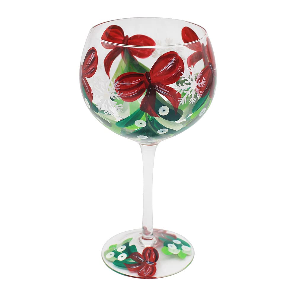 Mistletoe Gin Glass, Hand Painted Lynsey Johnstone Design