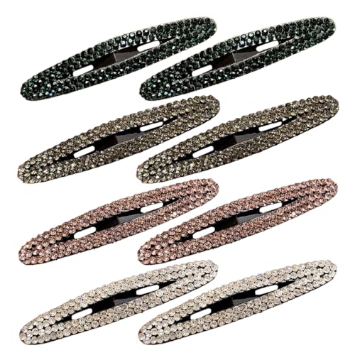 Fermagli per Capelli Strass, 8PCS Fermaglio per Capelli a Scatto con Strass Fermaglio, Capelli per Donna, Capelli a Scatto in Metallo Fermaglio