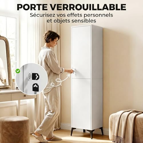 Armoire étroite 36 cm avec tringle + serrure HOMCOM