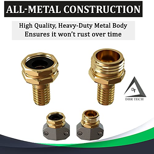 Dbr Tech Garden Hose Repair Kit, Male And Female Solid Aluminum Alloy Connectors, Heavy-Duty Rust Resistant Coupler Supports High Water Pressure Systems, 1 Pack #TOP4