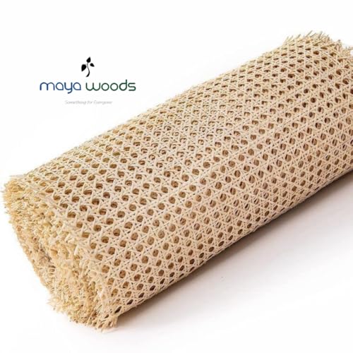 Image of 24 inch Width Premium Natural Rattan Cane Webbing Roll - Pre-Woven Bamboo Mesh Sheet for Chair, Cabinet, Basket & DIY Caning Projects - Imported Solid Wood Cane Mat (72x24 Inch)