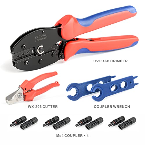 Icrimp Solar Pv Panel Crimping Tool Kit, C/W Solar Connector Crimper Works For Awg14-10,2.5/4/6Mm², Solar Connectors, Wire Cable Cutter, Solar Spanner Wrench, All In One Oxford Bag #TOP6