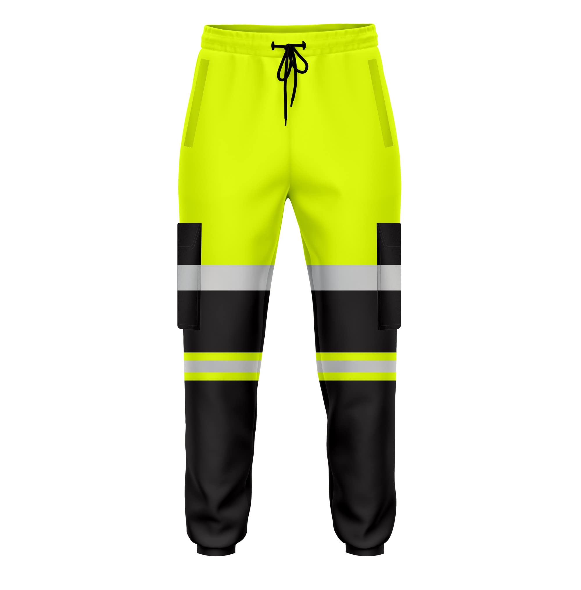 trending babztrending babz Mens High Visibility Hi Vis 2Tone Jogging Trousers Bottoms Reflective Tape Cuffed Workwear Joggers
