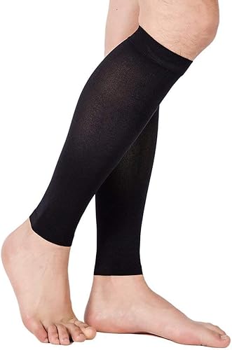 Miniatura 2 de TOFLY Manga de compresión de pantorrilla para hombres y mujeres, 1 par, calcetines de compresión sin pies de 20-30mmHg para soporte de piernas,