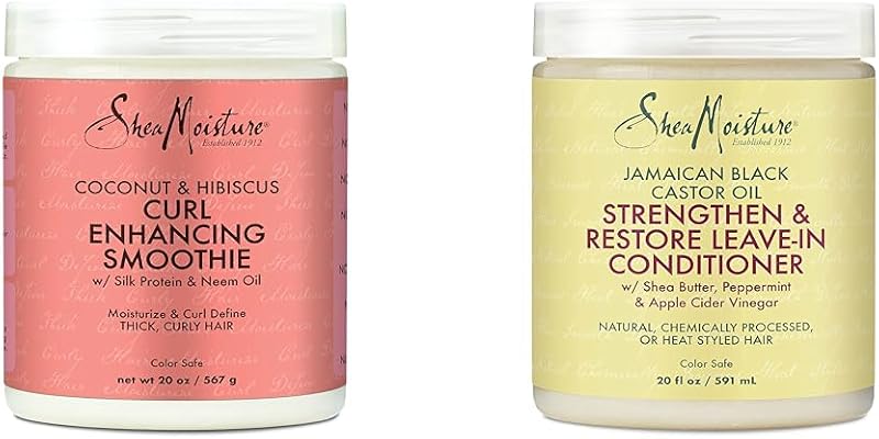 SheaMoisture Curl Enhancing Smoothie Hair Cream for Thick, Curly Hair - Coconut & Leave In Conditioner - Jamaican Black Castor Oil - 20 oz