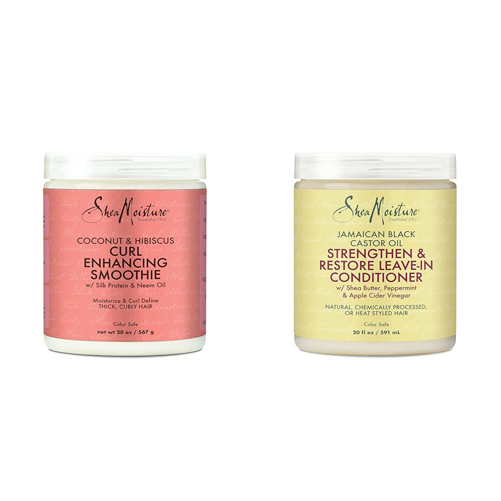 SheaMoisture Curl Enhancing Smoothie Hair Cream for Thick, Curly Hair - Coconut & Leave In Conditioner - Jamaican Black Castor Oil - 20 oz
