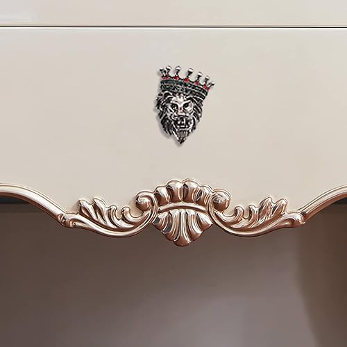 Miniatura 7 de Glorovazas - Pomo de gabinete de león – Mango de animal retro, 6 piezas de decoración de corona para tocador