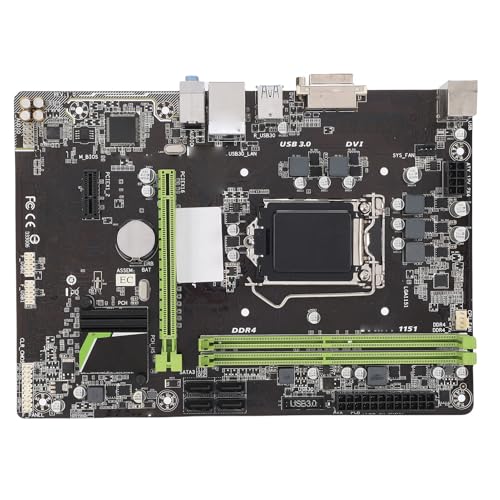 Denash Placa Base para Juegos, Placa Base para Computadora de Escritorio Micro ATX Apta para LGA 1151 DDR4 2133MHz 32GB, Salidas DVI VGA, Ranuras PCI-E X16 X1, Batería CR2032