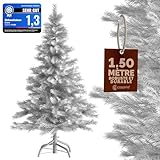 CASARIA® Sapin de Noël Artificiel 150 cm Blanc Pied métal 470 Branches PVC décoration de noël Montage Rapide fêtes Arbre réaliste réutilisable