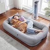 WROS Cooling Human Dog Bed for Summer, Breathable Washable Floor Lounger for People & Pets, 72"x41"x12", Glacier Grey, Pet Bed for Hot Weather Relaxing