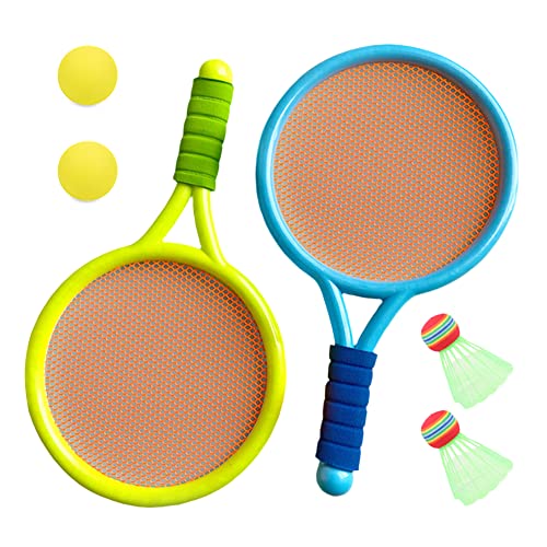 LICHENGTAI Kinder Federballset, 2 Soft Trainingsbälle und 2 Badminton Birdies Kinder Tennisschläger, Badminton Racket Spielzeug Draussen Spielzeug Geschenkset für Kinder ab 3-12 Jahren