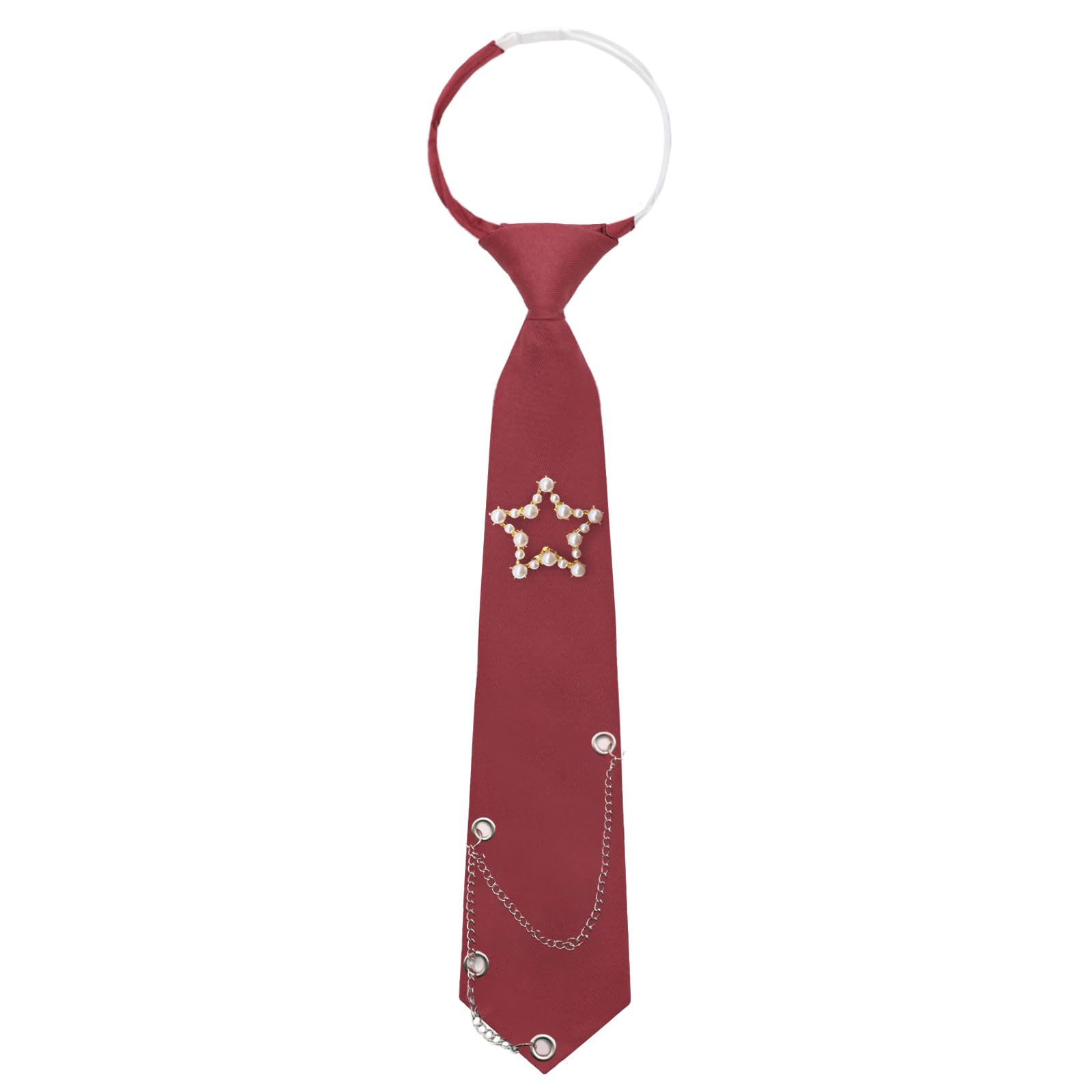 Womens Tie, Pre-tied Neck Ties with Artificial Pearls Accessory