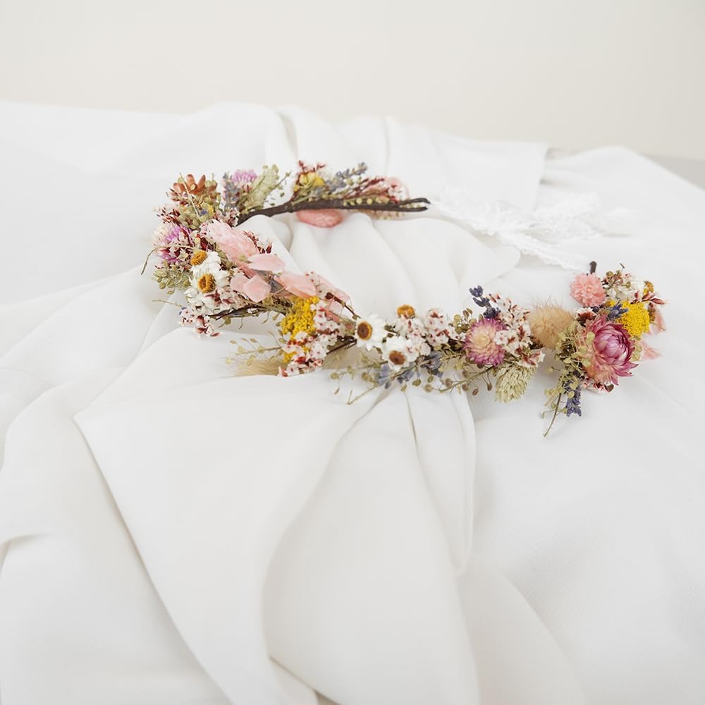 Wedding Dried Flower Crown/Daisy Dry Grass Crown/Boho Bride Crown/Flower Girl Crown (Adule)