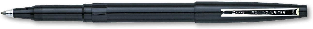 Rolling Writer Pen, 0.8 Millimeter Cushion Ball Tip, Black Ink, 12 pens (R100-A)