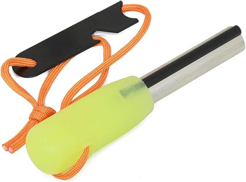 FOSTAR Arrancador de fuego de emergencia al aire libre, varilla de magnesio Mg integra con varilla de ferro, cuerda de paracaídas y multi función