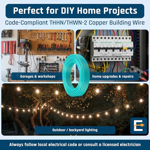 Image of THHN Wire 12 Gauge (12 AWG) 50 FT - Stranded Copper Building Wire for Panel /Control Wiring, Grounding & Lighting Circuits (Residential /Industrial), UL Listed, 600V, THWN-2, PVC /Nylon Jacket, Green