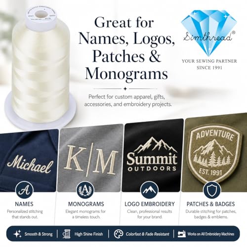 Image of Simthread 5000M 40WT Polyester Embroidery Thread, Soft Sunlight S018 | 5000M 40WT polyester thread feeds smoothly for machine embroidery, monograms, logos, patches and quilting.