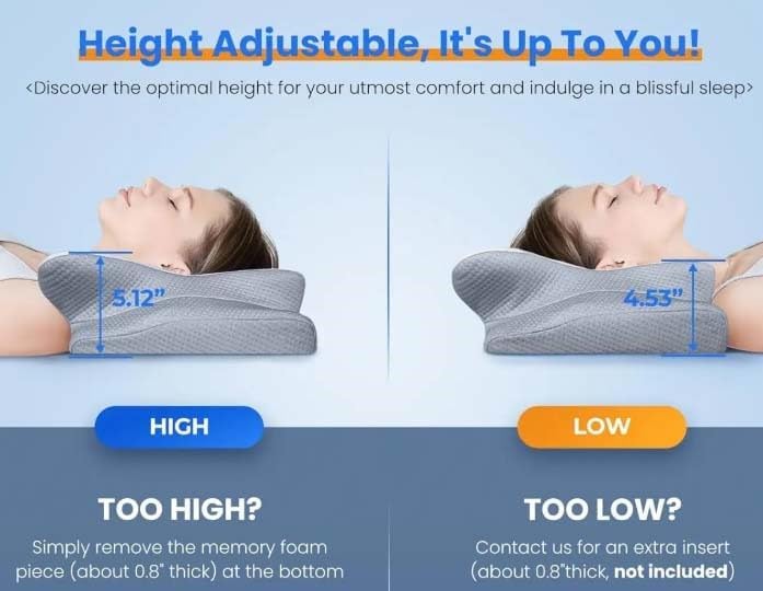 Miniatura 4 de Almohada refrescante para aliviar el dolor para el cuello, almohada cervical ajustable para dormir acogedor, almohadas ergonómicas de espuma