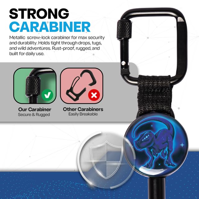 Image of ClutchLoop Retractable Anti-Theft Phone Tether Lanyard Locking Carabiner | Phone Leash with Steel Cable & Tether Tab. Ideal for Festivals, Hiking, Skiing, Fishing & Travel