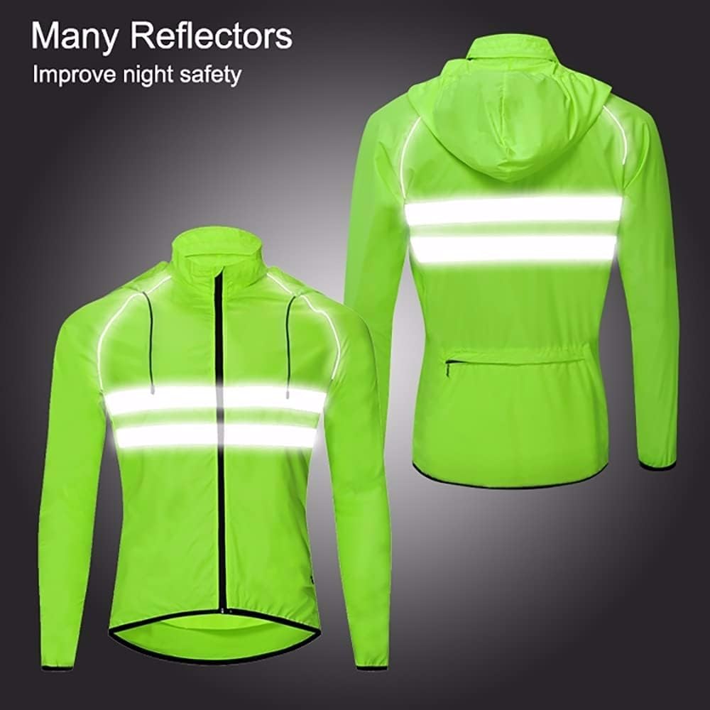 GITVIENAR Heren fietsjas, winddicht waterdicht fietsjack met fleece, warme reflecterende fietskleding voor winter, thermische lange mouwen jas voor fietsen, joggen, wandelen, groen, L