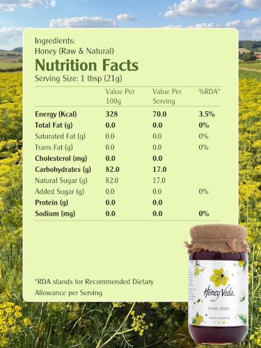 Image of HoneyVeda Fennel Saunf Raw Honey (150g) | 100% Natural Honey | Raw Unprocessed & Unpasteurized Single Flora Indian Nectar for Digestive Wellness & Acidity Relief (Pack of 1)