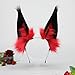 QHQ-SHININGLIFI Furry Red Fox Ears Headband, Handmade Sharp Long Animal Ears, Exquisite Realistic Plush Headwear, for Alastor Devil Costume Cosplay Party Supplies Accessories, Black + Red; SR-R