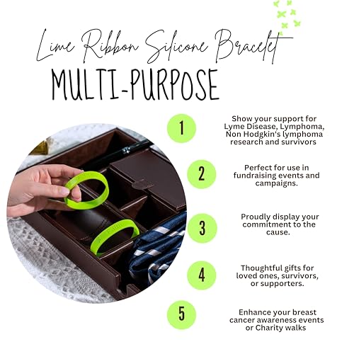 Lime Green Wholesale Pack Silicone Bracelets – Lime Green Bracelets for Non Hodgkin’s Lymphoma, Lyme Disease, Lymphoma, Muscular Dystrophy Awareness – Perfect for Support Groups & Fundraisers3