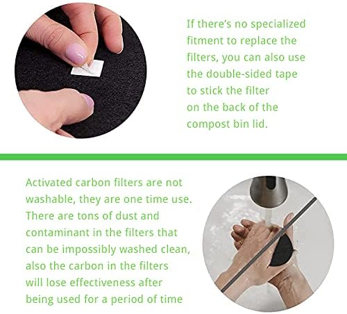 Compost Bin Filters Extra Thick Round Food Waste Caddy Odour Filter Refill Activated Charcoal Filters Universal Size Fits ALL Compost Bins up to 17cm (Pack of 8)