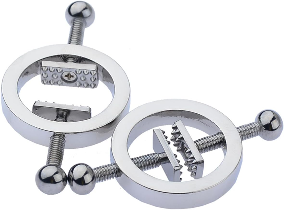 2Pcs Non-Piercing Nipple Rings with Weight Pendant - Stainless Steel Clips Adjustable Body Jewelry Fake Nipple Piercings