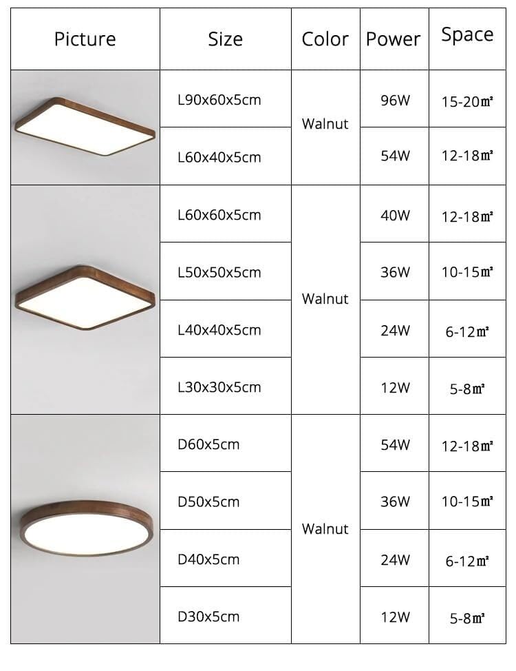 Plafond LED 96W carré en bois moderne de 35,4 pouces pour salon - 7