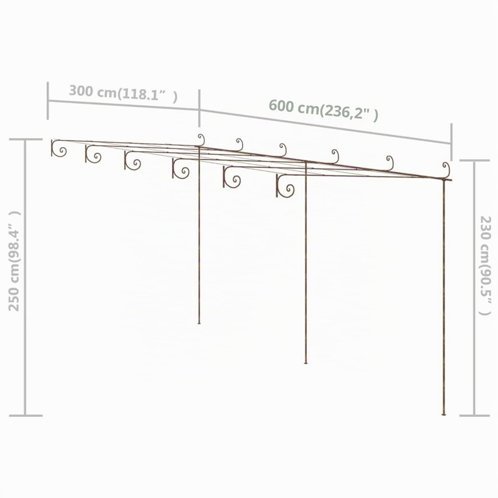 Pergolato da Giardino Marrone Anticato 6x3x2,5 m in Ferro,Pergola Esterno Giardino,Pergolati da Giardino,Decorazioni per Il Giardino-313999