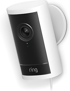 Ring Outdoor Cam Pro, Plug-In (Newest Model) — Retinal 4K with wide-angle video, 10x Enhanced Zoom, and Low-Light Sight, White