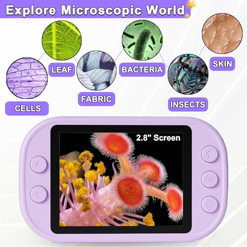 Kids Microscope - Mini Handheld Microscope for Kids, Portable Pocket Digital Toys for Girls Boys Birthday (Purple) — view 4