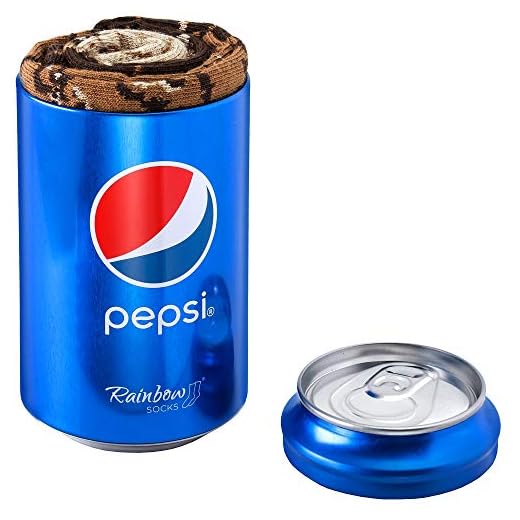 Rainbow Socks - Hombre Mujer Divertidos Calcetines de Lata de Pepsi Fria - 1 Par - Talla 36-40