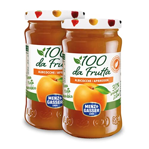 Menz&Gasser, Composta di Albicocche 100Dafrutta, 100% Frutta IQF di Alta Qualità, Lavorata con Passione in Trentino-Südtirol, Senza Glutine, Vegan, 2 Vasi x 240 g