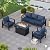 VONZOY Patio Furniture Set with Fire Pit Table, Aluminum Patio Furniture Set,Grey and Blue Outdoor Metal Sectional Sofa with Aluminum Fire Pit Table for Garden Backyard (Include Waterproof Cover)