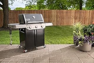 Weber Genesis E-315 Natural Gas Grill for Outdoor Cooking, 3 Burners, Black – Porcelain-Enameled, Cast-Iron Grates, PureBlu Burners